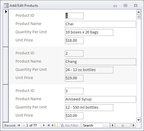 Continuous Form | Cách tạo Form trong Access